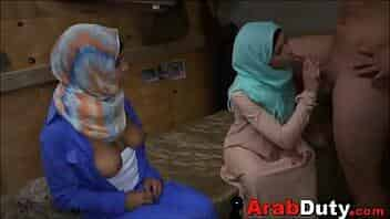 best sex porn Arab Girls In Hijabs Treated To Western Soldier Cock video